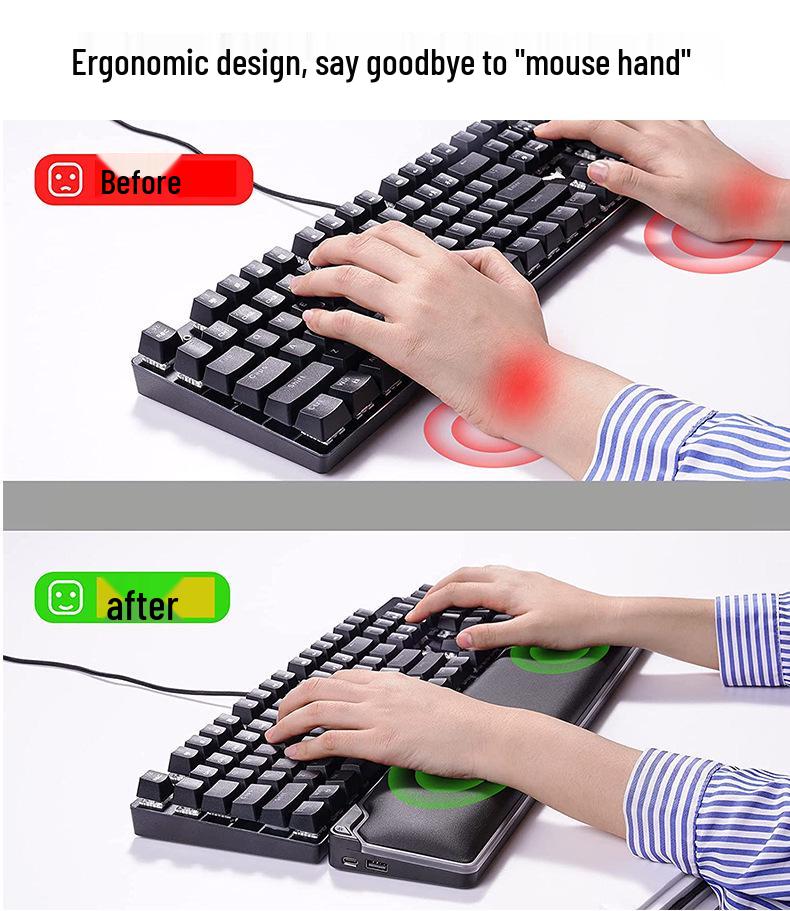 RGB Светящаяся подставка под запястье из пены с эффектом памяти - Большой размер для офисных клавиатур