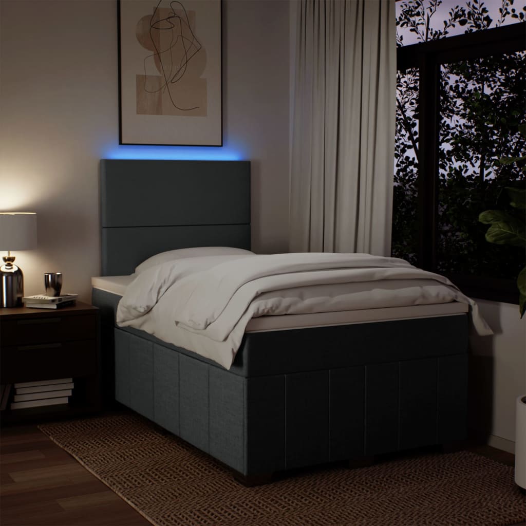 Box Spring Bed with Mattress Dark Gray 120x190 cm Fabric
