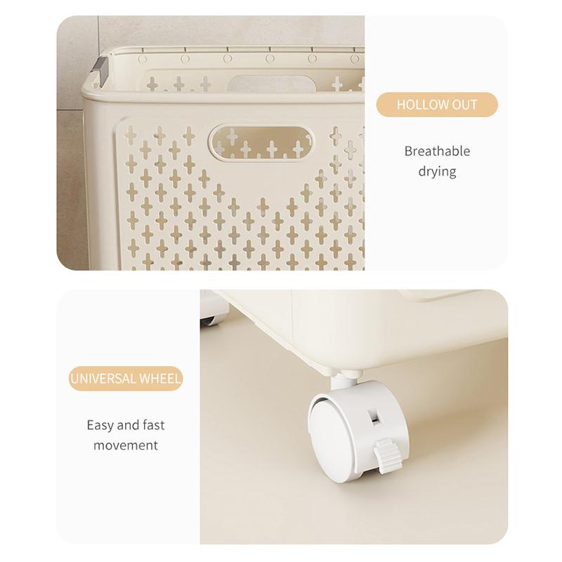 Складные корзины для белья с колесами, корзина для грязного белья, большая вместимость, тележка для ванной комнаты, многофункциональная корзина для хранения