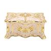 Vintage Jewelry Box White Golden Trim Rectangular Trinket Decorative Storage Box for Women Girls