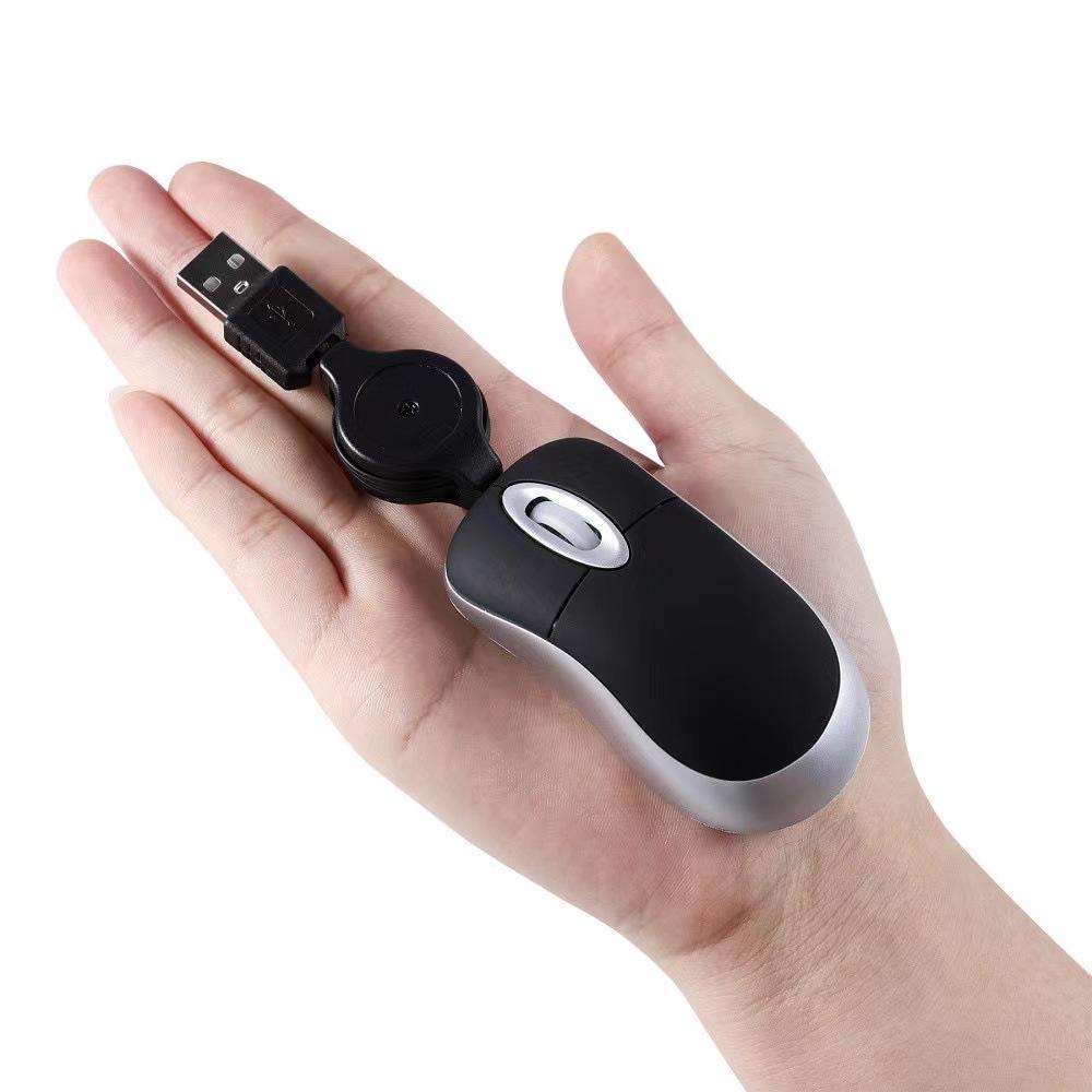 Retractable Mini Wired Mouse for Kids - Multi-color, Portable, Travel-Friendly