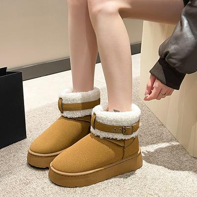 Зимние теплые хлопковые сапоги на толстой подошве из флиса для женщин