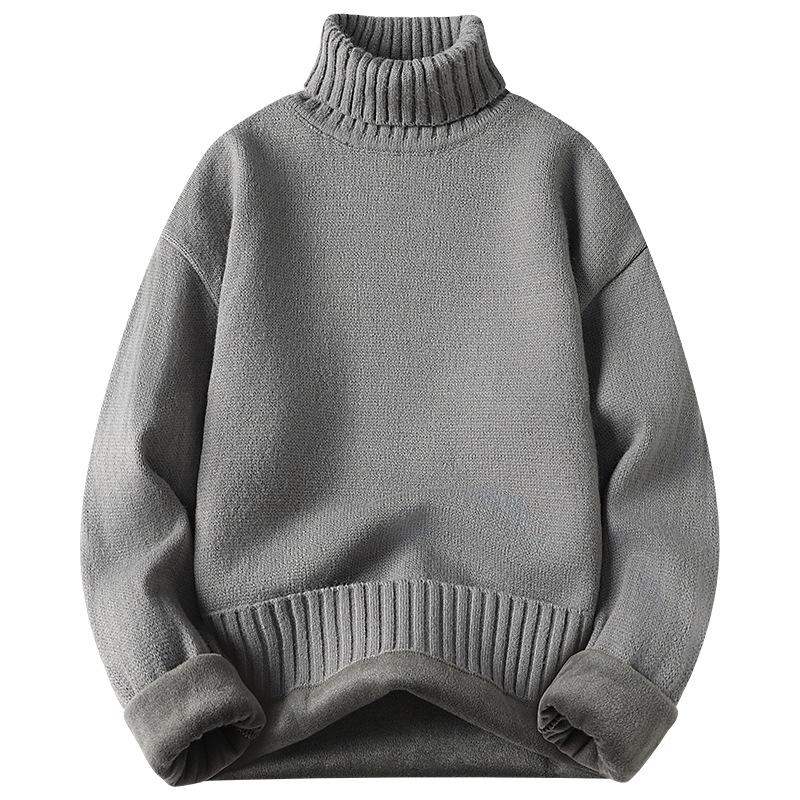 5 классических цветов осень и зима мужской длинный рукав высокий воротник однотонный с толстым флисом пуловер свитер мужской теплый вязаный свитер