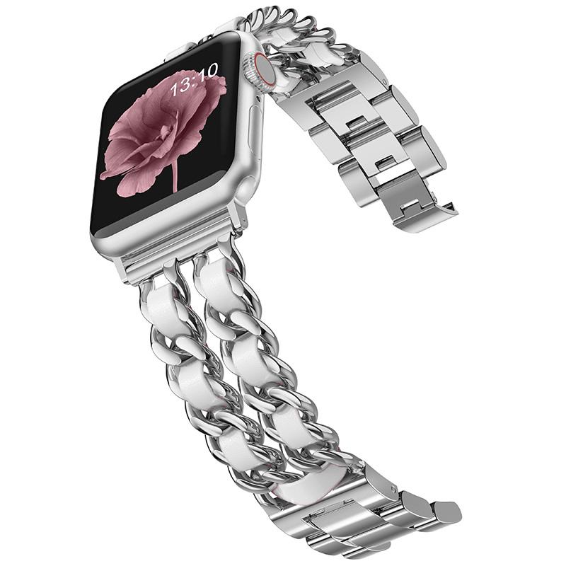 Браслет с кубинскими звеньями для Apple Watch, ремешок 40 мм, 41 мм, 38 мм, 44 мм, 45 мм, 42 мм, трендовый металлический браслет, браслет iWatch серии 3, 4, 5, 6, se 7, ремешок