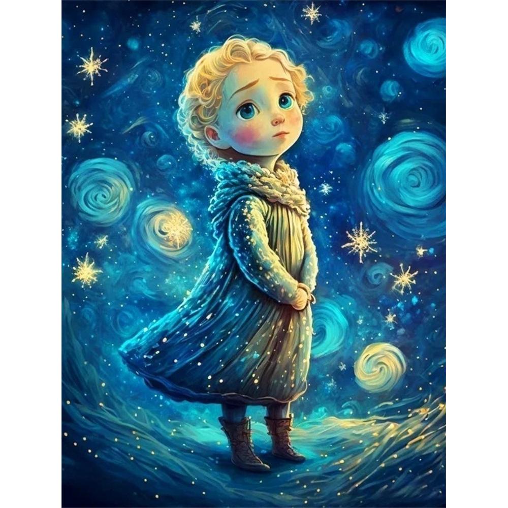Disney Diamond Painting Frozen Elsa Starry Night Illustration Wall Decoration Embroidery Full Diamond Cross Stitch DIY Gift Home Decoration