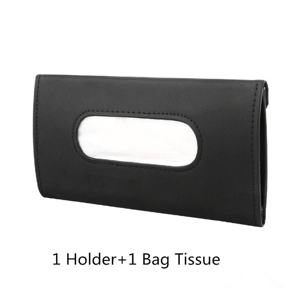 Black Artificial Leather Tissue Case Holder For Car Visor