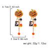 Long Tassel Design Drop Earrings Dripping Oil Effect Pumpkin Earrings Halloween Earrings  For Women