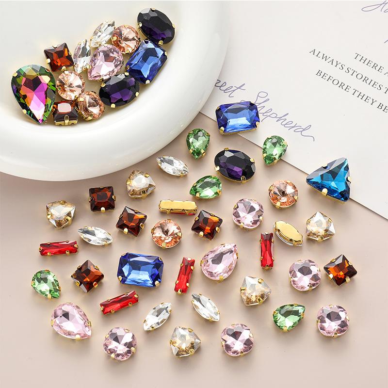 Поставка Стеклянная дрель-коготь, сшитая вручную, пряжка из алмазного кристалла, своими руками, свадебная одежда, аксессуары для волос, пряжка для обуви, аксессуары, смешанные 50 шт.