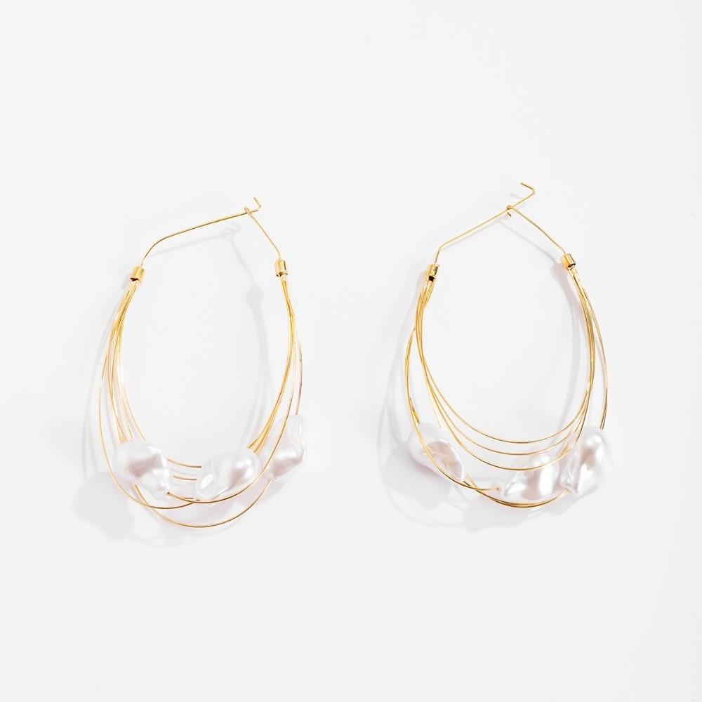 Изысканные многослойные серьги-кольца большого размера, корейские модные свадебные серьги, жемчужные серьги-кольца большого размера, подарок