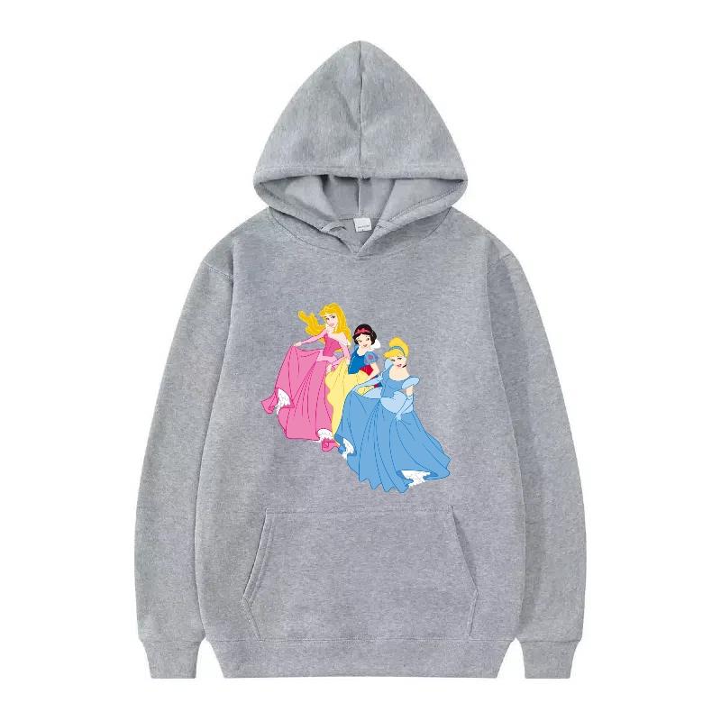 Disney Princess Pattern Woman Fashion Sporty Loose Black Spring Tops Clothes Pullovers Ladies Cheap Y2k Hoodies Men Sweatshirts
