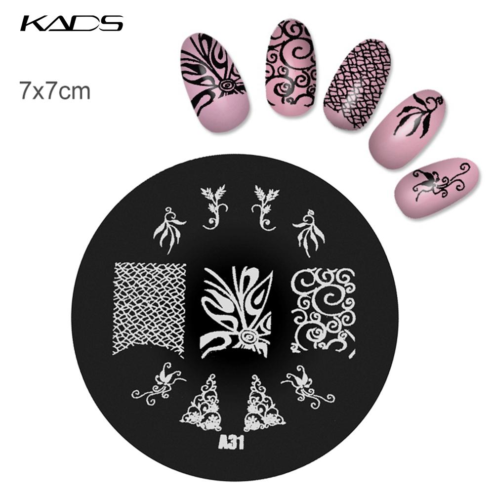 kads 1PC Round Stainless Steel Nail Art Nail Stamping Plates Manicure Stamp DIY for Nail Templates Classic Series Tools