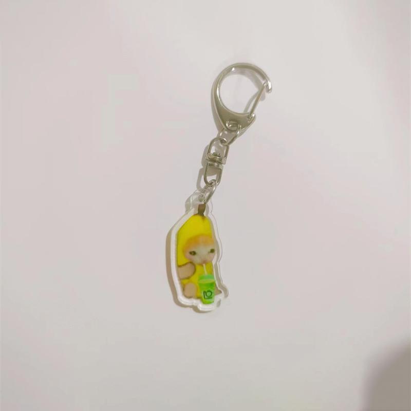 Happy Banana Cat Подвеска Брелок Забавный Ремешок Из Смолы Маленькая Цепь Максвелл Кошка Брелок Сумка Аксессуары Студенческий Подарок