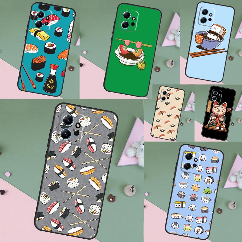 Japanese Sushi Food Case For Xiaomi Redmi Note 14 Pro 13 12 11 10 15 Pro Plus Redmi 13 C 15 10C 12C 14C 15C Cover