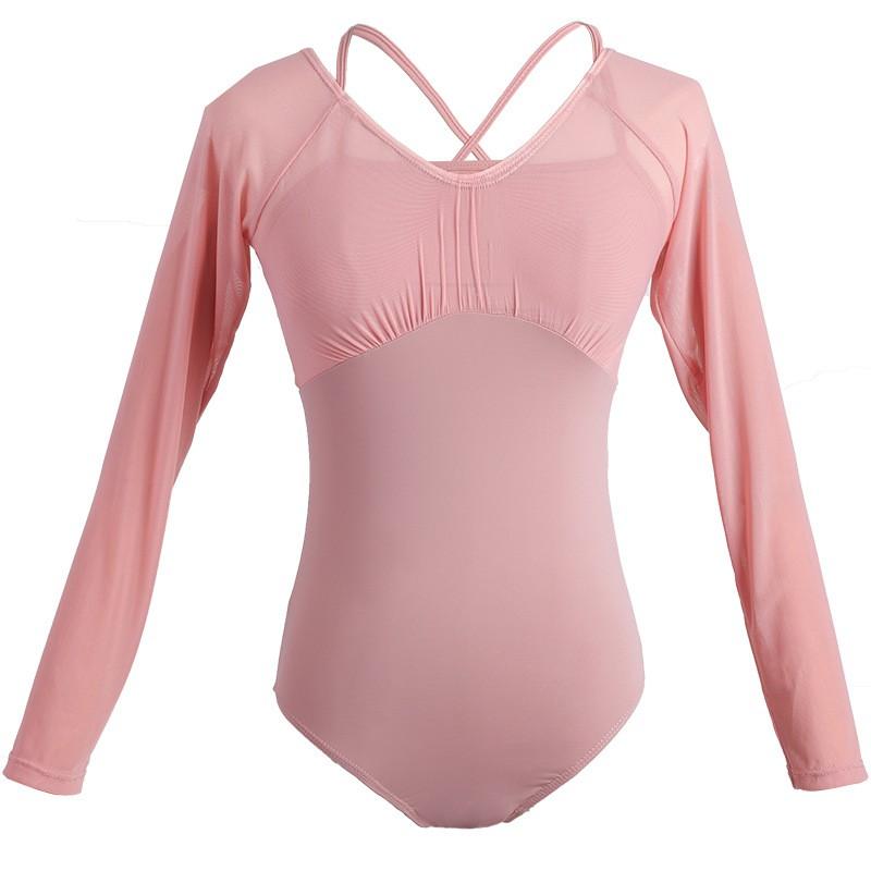 Adult Womens Ballet Leotard Training Performance Dance Class Solid Color Long Short Sleeve