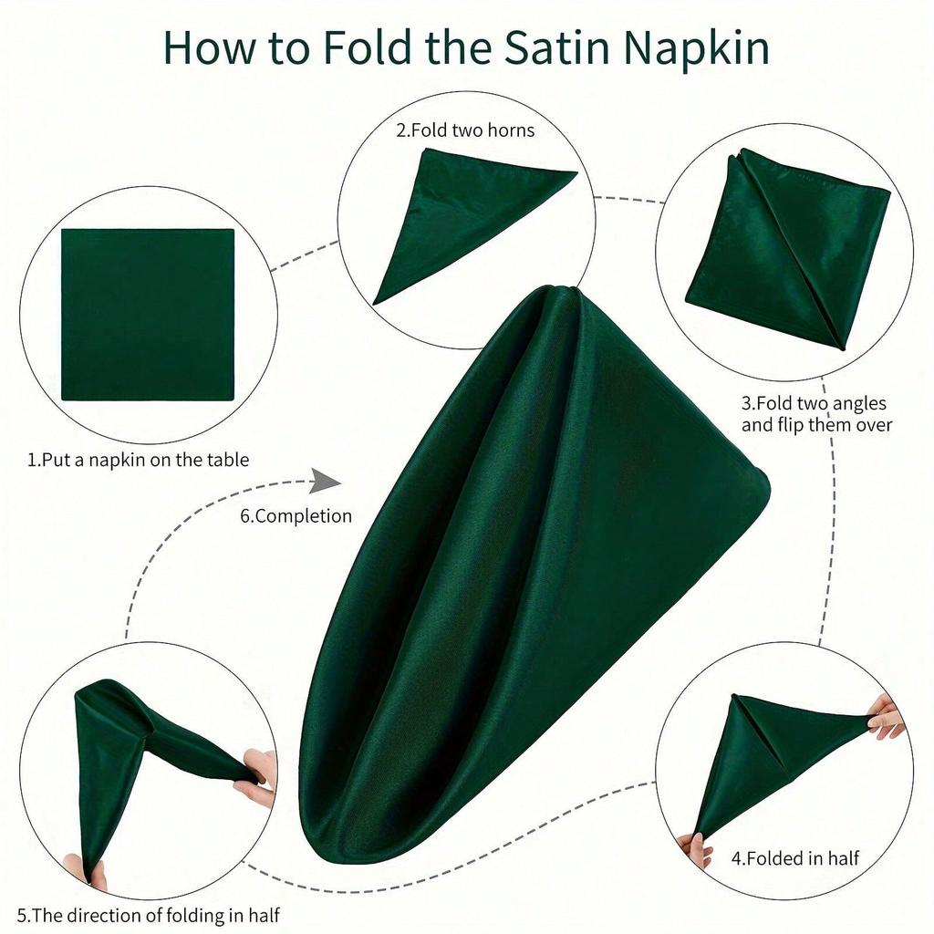 12pcs Luxurious Satin Napkin Set - Reusable, Washable, and Durable Polyester Cloth Napkins for Dining, Wedding, Party Decor