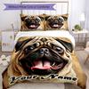 3pcs Custom Name Pug Portrait Custom Artwork Bedding Set Printed Bedding Set Duvet Cover Closure Includes 1 Duvet Cover & 2 Pillowcases Bedroom Decor