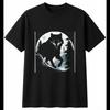 Botanical Grey Wolf In the Waves Wildlife Mens T-Shirt Black 100% Cotton Printed