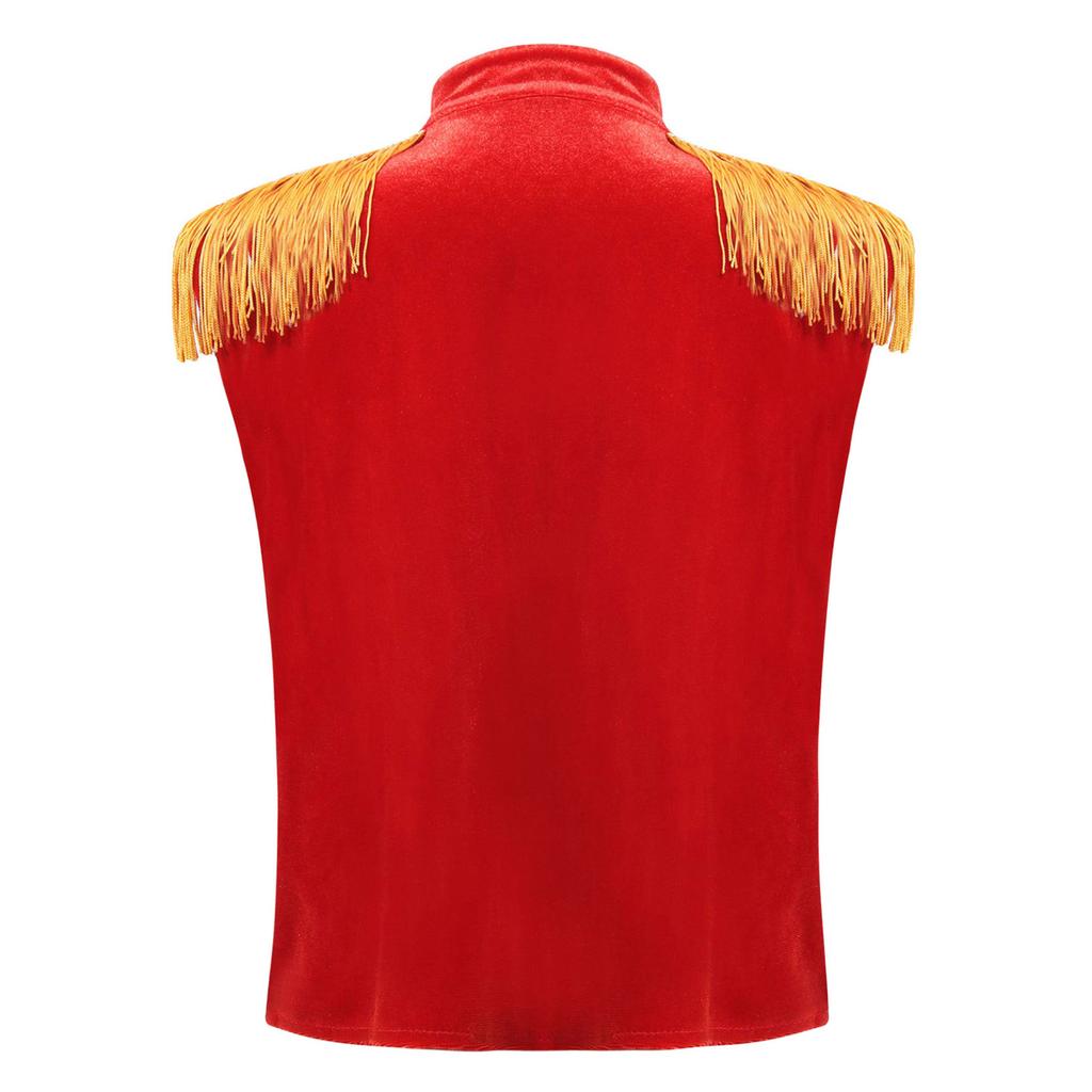 Детский военный костюм барабанщика для парада, жилет с бахромой и эполетами, для тематических вечеринок