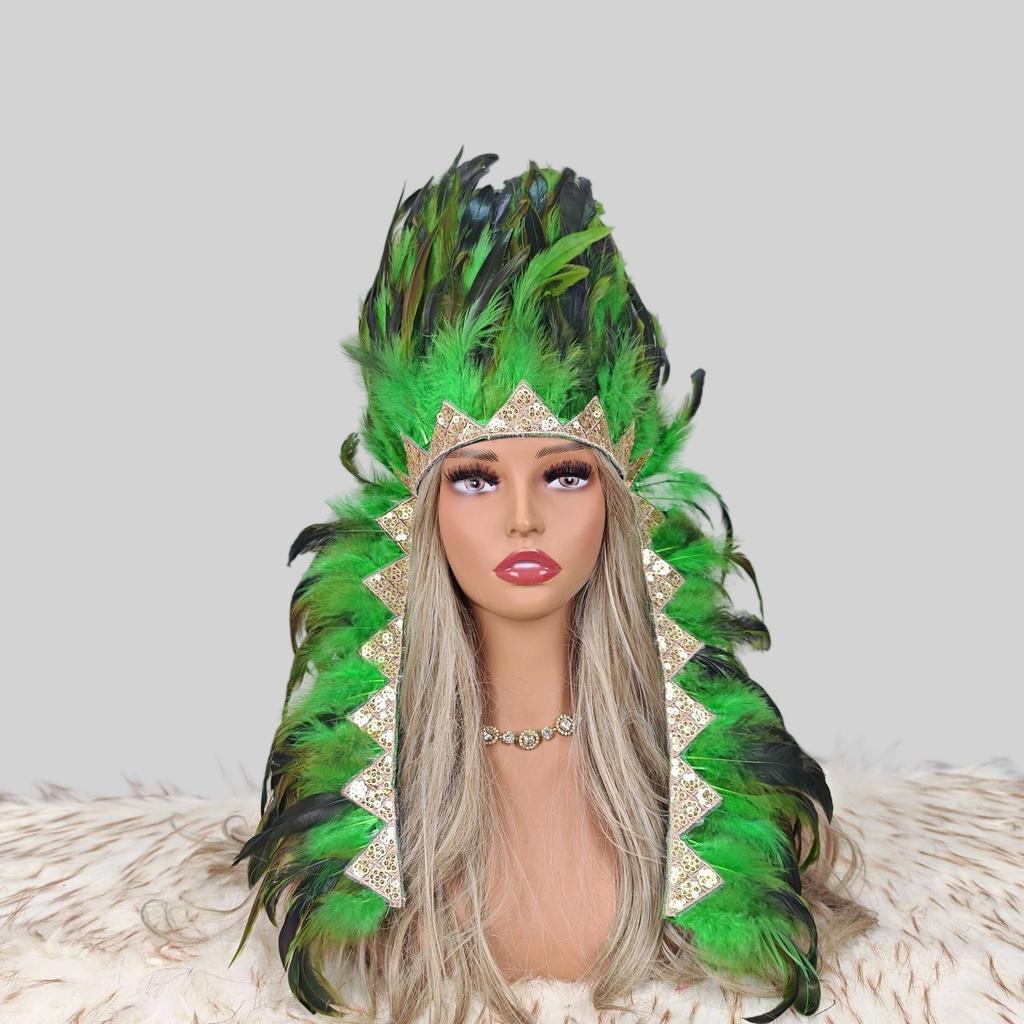 Indian Chief Feather Headdress Carnival Stage Cosplay Halloween Party Decor Hat