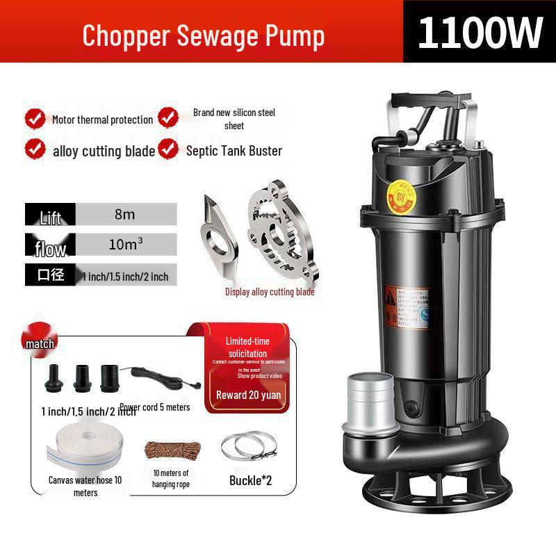 ZDK Self-Priming Cast Iron Sewage and Water Pump for Household Fecal Slurry and Water Flow