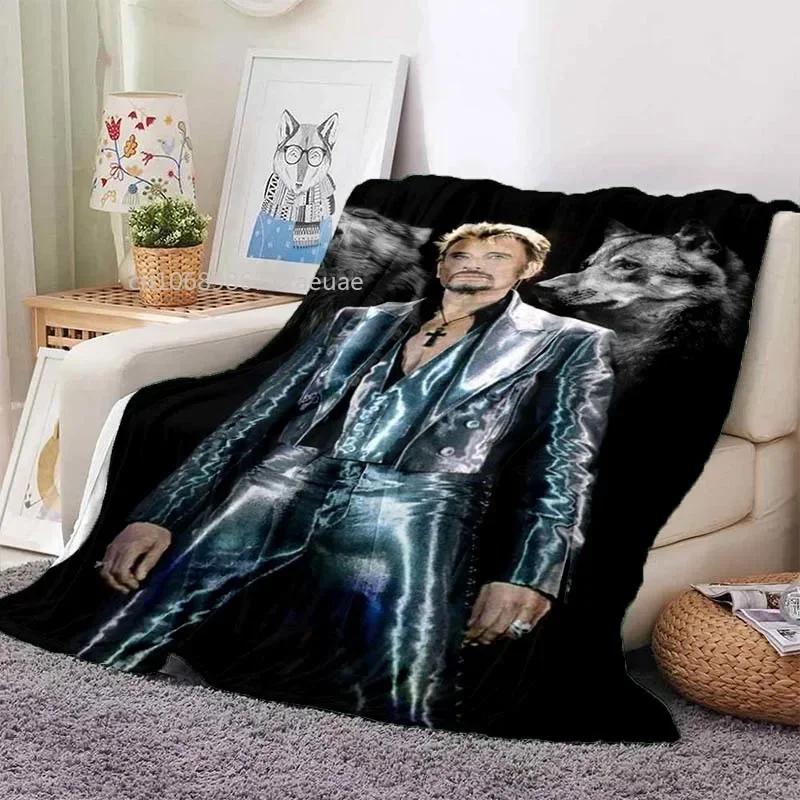 Rock Star Johnny Hallyday Flannel Blanket Rock'n Roll Soft Cover Lightweight Warm Plush Bed Sofa Chair Blanket