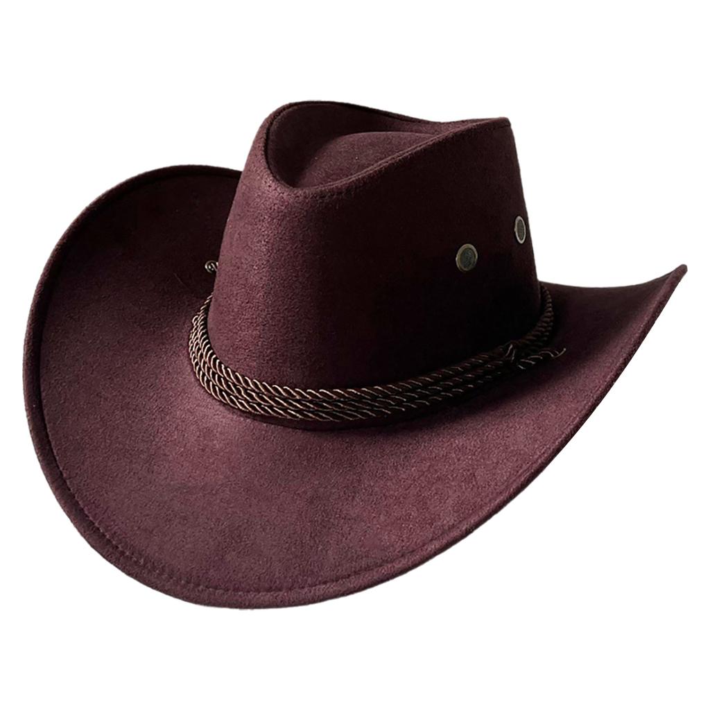 Men's Classic Cowboy Hat Western Cowboy Hat Outdoor Sun Hat Adjustable Drawstring Felt Hat