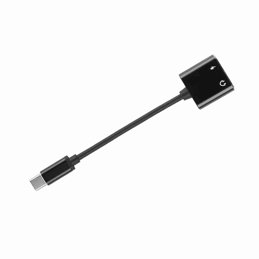 2 in 1 3.5mm Type C Adapter Converter Headphone Adapter (Black)