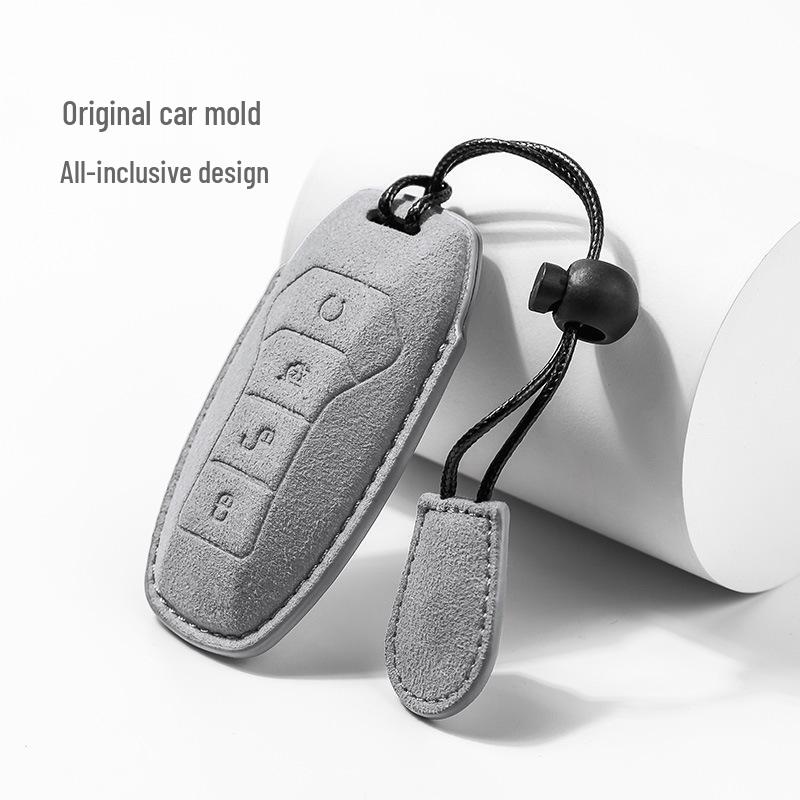 Suede Car Key Cover for BYD Dolphin, Qin, Song, Yuan Pro, Tang, and Destroyer Models