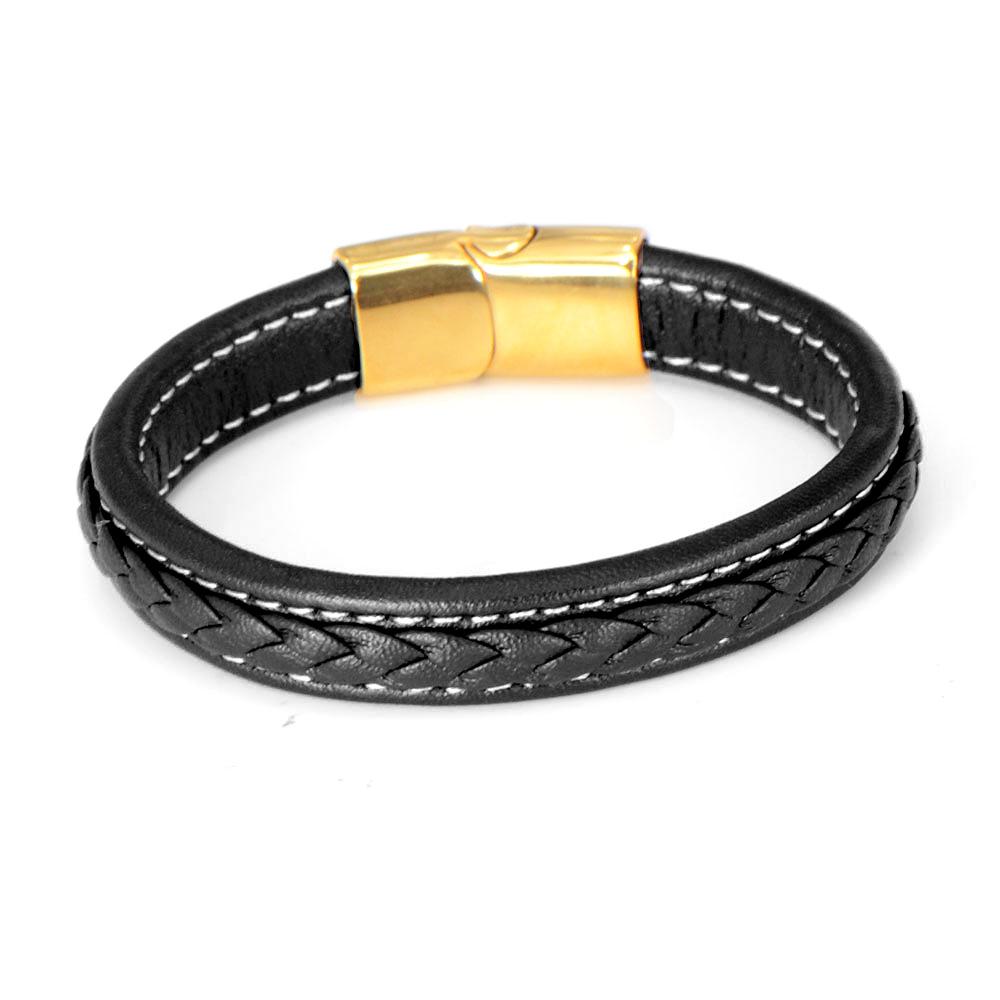 Braided Bracelet, Stainless Steel Bracelet, Vacuum Plated Leather Rope Bracelet