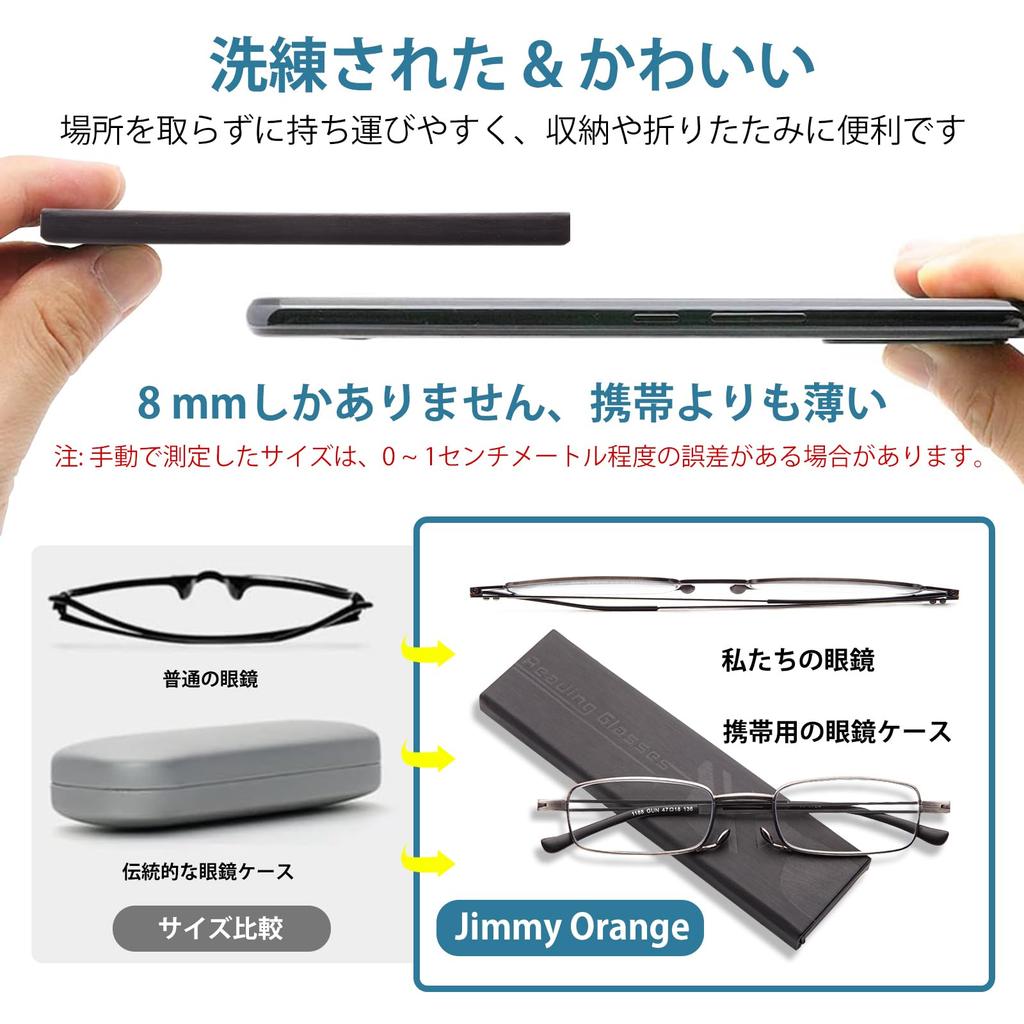 Очки для чтения с компактными легкими магазинами в [JIMMYORANGE] чехол, дизайн, очки, карманные, унисекс, ультратонкий размер, +2.0