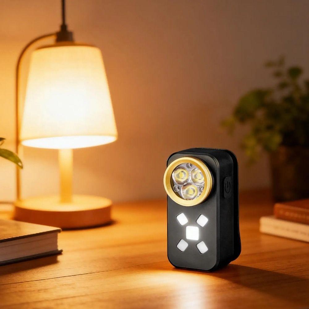 Waterproof LED Clip Flashlight Dual-Light Source Warning Lamp Torch Magnetic Clip Light Emergency