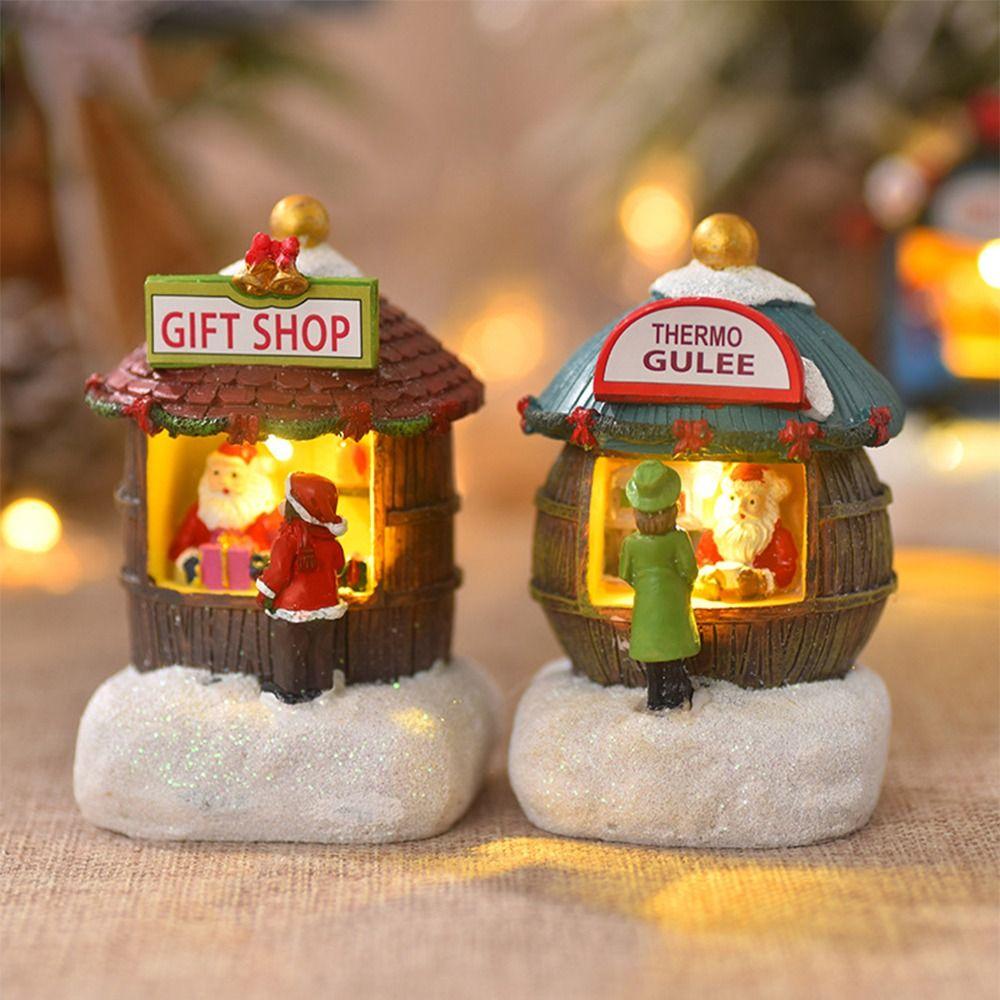 Resin Christmas Luminous House Colorful Christmas Night Lights 2024 Xmas Resin Houses Home Decor