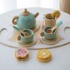 Children Play Tea Set With Wooden Cake And Pots For Creative Kitchen Pretend Games