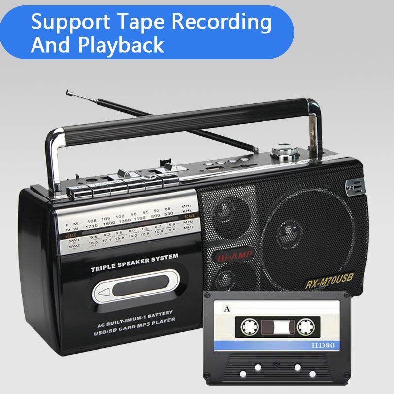 28 Вт мощность ретро магнитофон кассетный плеер громкий голосовой динамик AM FM SW 4 диапазона радио USB SD Mp3-плеер