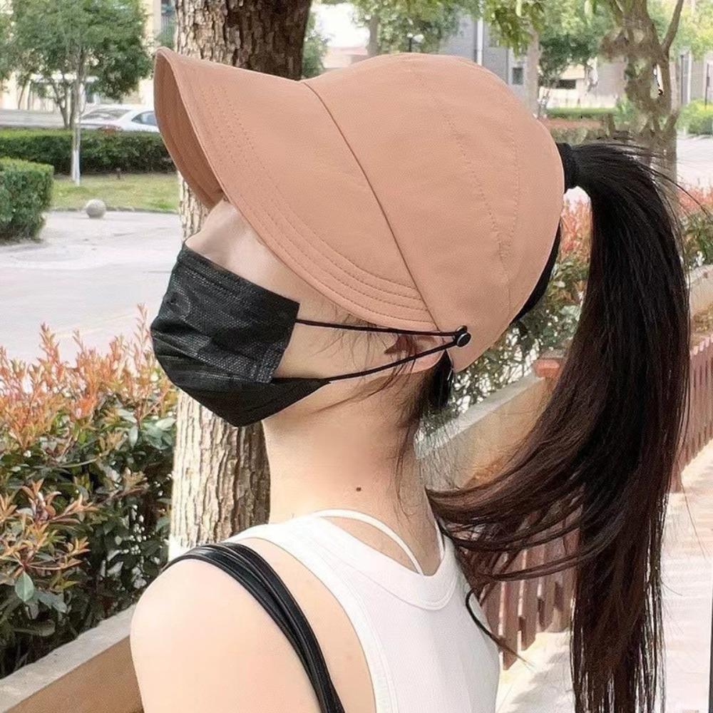 Солнцезащитная бейсболка с маской Peg Хип-хоп Шляпа для высокого хвоста Модная открытая сверху кепка Девочки