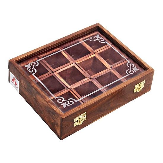 Деревянный контейнер для специй, коричневый, 1 шт.