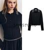 Spring New Women's Clothing American Preppy Style Polo Shirt Collar Long Sleeves Casual Sweater 6771001