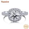 Tancise Women Classic 925 Sterling Silver Zircon Ring Ladies Jewelry Wedding Promise Party Gift