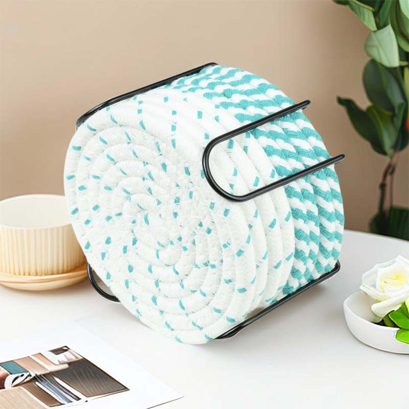 Набор из 8 тканых подставок под кофейные чашки с держателем, термостойкие подставки под чашки, впитывающие подставки для кофе и чая