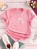 Flower & Letter Print Crew Neck T-Shirt Casual Short Sleeve Shirt for Summer New Women's Clothing Comfortable Soft Creative Tops
