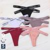 5PCS/Set M-XL G-string Cotton Women's Cross Strap Panties Femme Thong Sexy Hollow Out Lingerie Letter Waisted Underwear