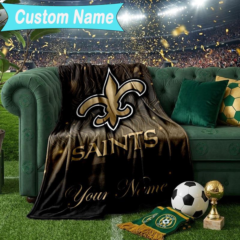 Custom Name Blanket Golden Saints Logo Blanket Bedding Blanket for Travel, Camping, Living Rooms, Offices, Sofas, Fan Christmas gift