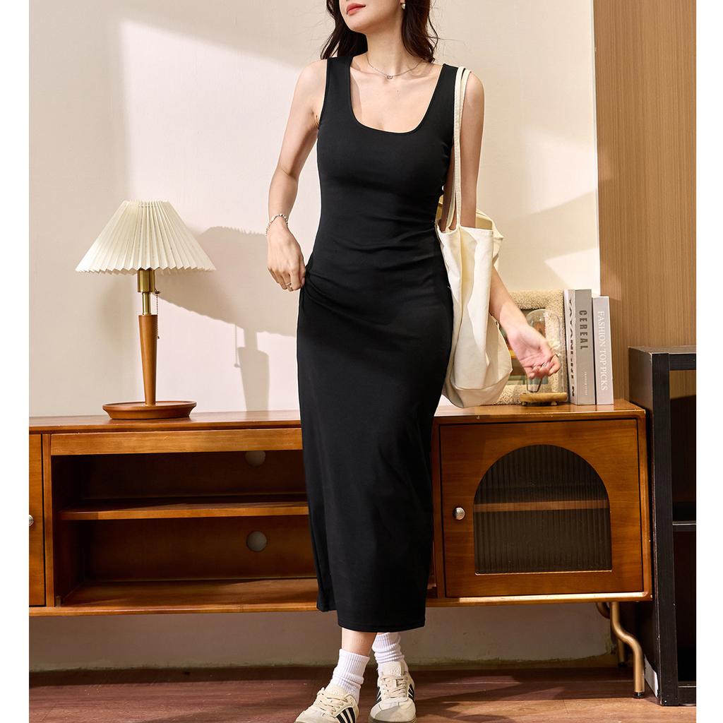 Хлопковый жилет, длинное платье, летнее новое платье, женственное, внутреннее покрытие, от колена до щиколотки