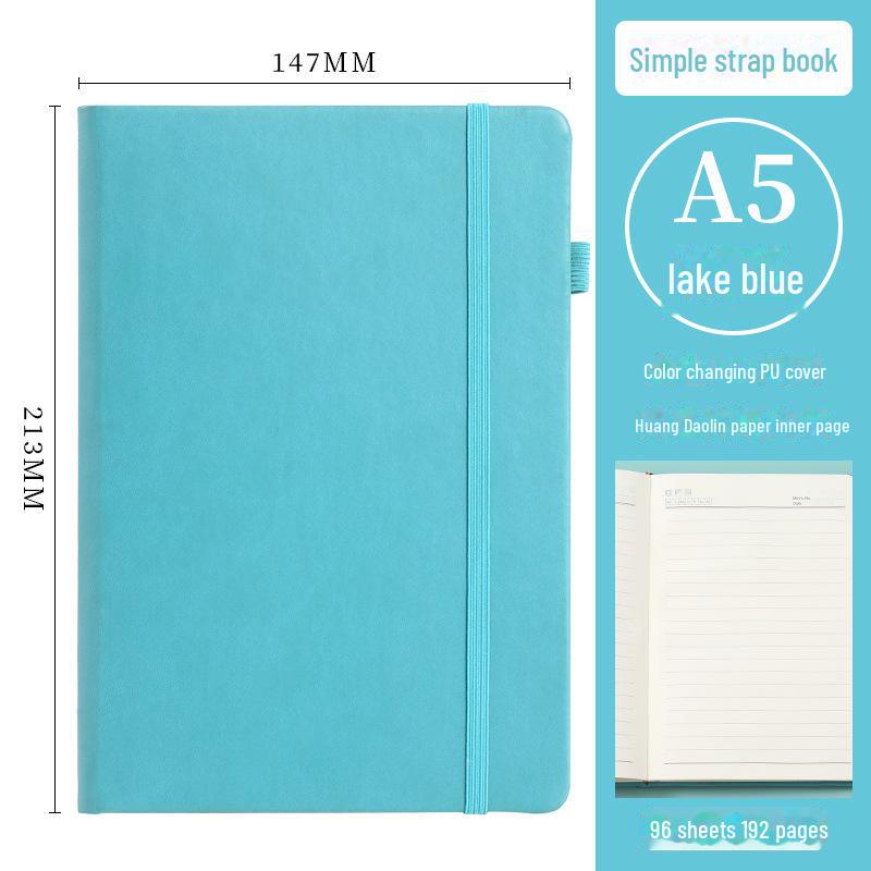 «Блокнот формата А5 в твердом переплете с полиуретановым ремешком, настраиваемым логотипом, свежим и простым дизайном»