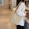 Simple and Large-capacity Straw Woven Bag Fashion Summer Beach Women's Shoulder Bag Trendy Zipper Handbags for Girls