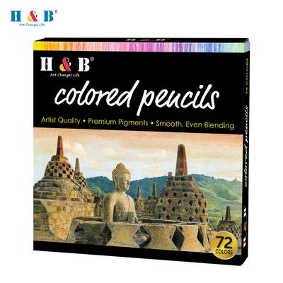 Набор масляных цветных карандашей H&B, 50 цветов, предварительно заточенные цветные карандаши для эскизов, товары для творчества для студентов