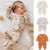 Cozy Cotton Newborn Jumpsuit with Foot Wrap - Autumn/Winter Zipper Romper for Boys
