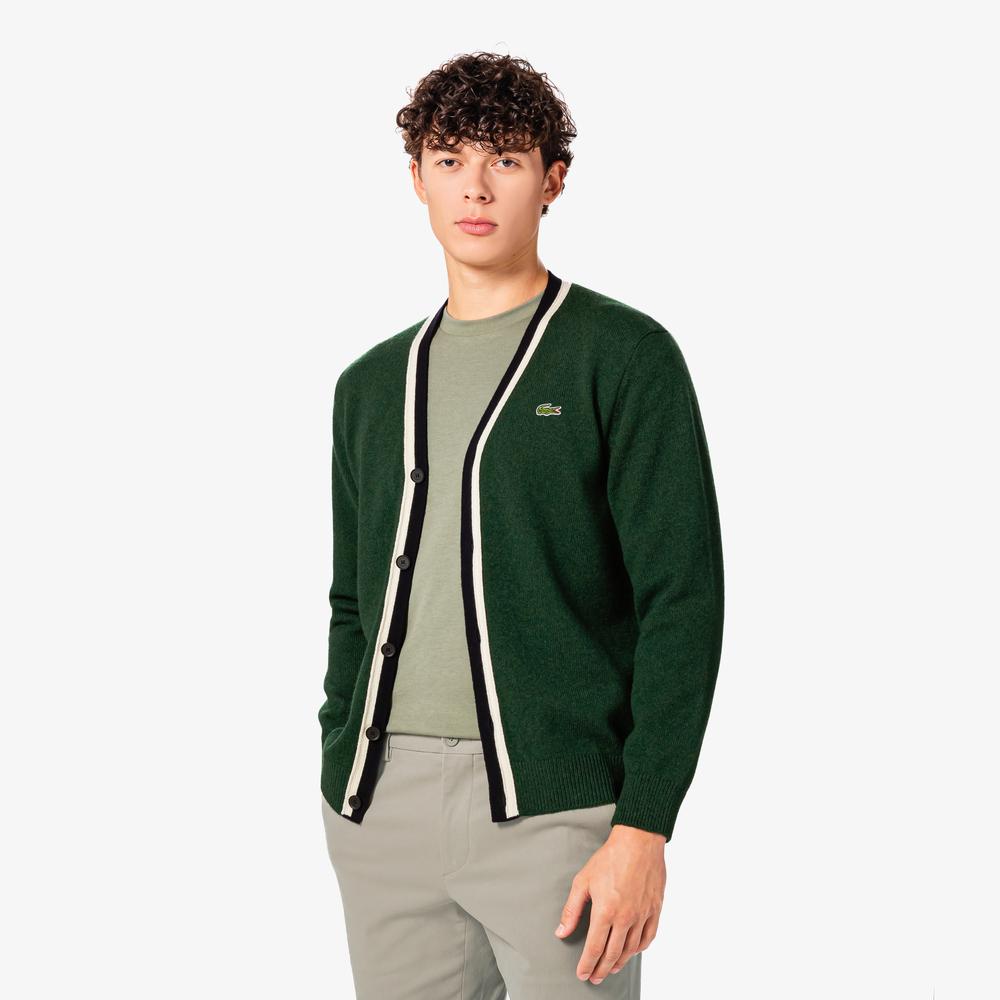 Мужской шерстяной кардиган Lacoste с V-образным вырезом Ah660E-55N Yzp