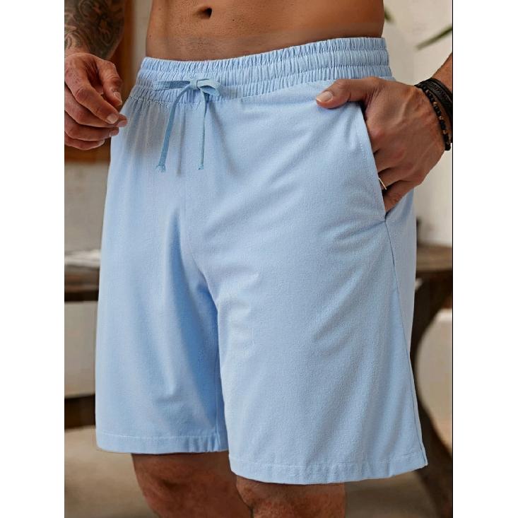Summer new men's casual shorts, plain-colored lightweight quick-drying beach pants, comfortable beach vacation casual shorts