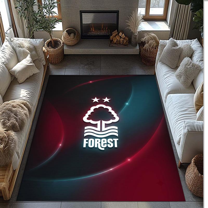 Nottingham Forest Football Print Crystal Velvet Rug, Comfortable Water Absorbent Non Slip Indoor Floor Carpet